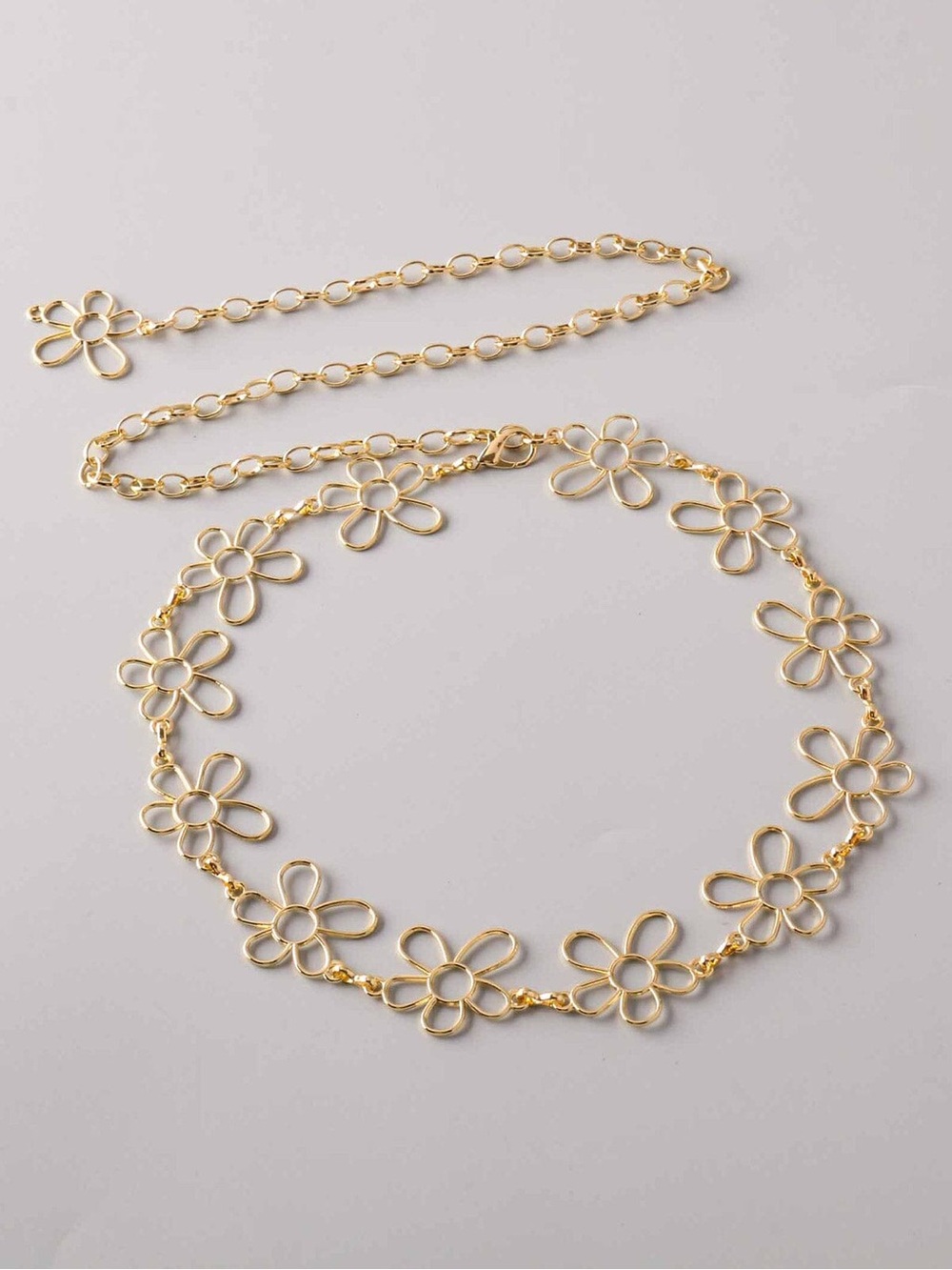 BT3. Gold Floral Link Belt - Dainty Daisy Chain Waist Accessory